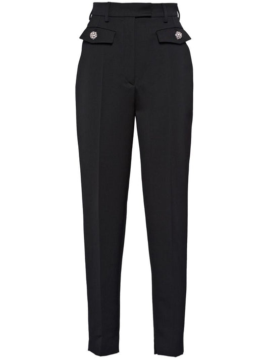Black Tapered-leg Wool Trousers