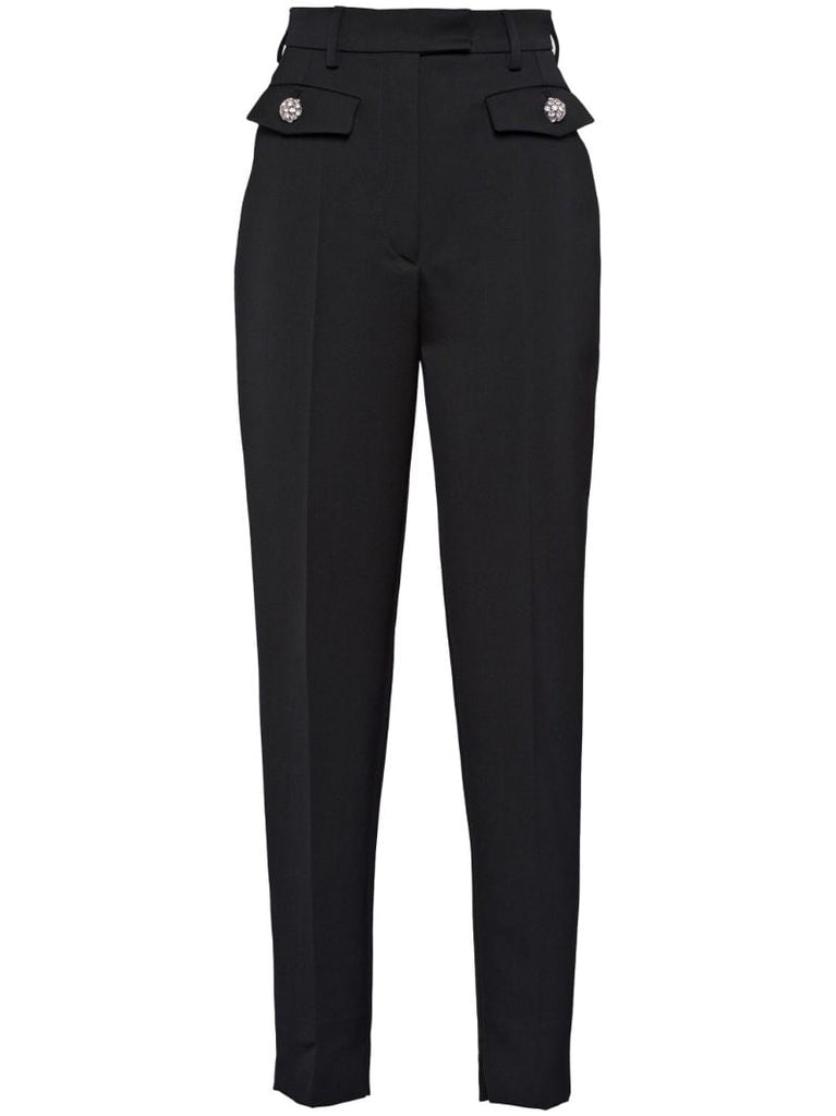 Black Tapered-leg Wool Trousers