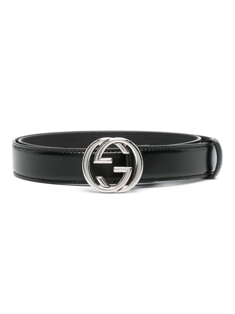 Black Interlocking G Leather Belt