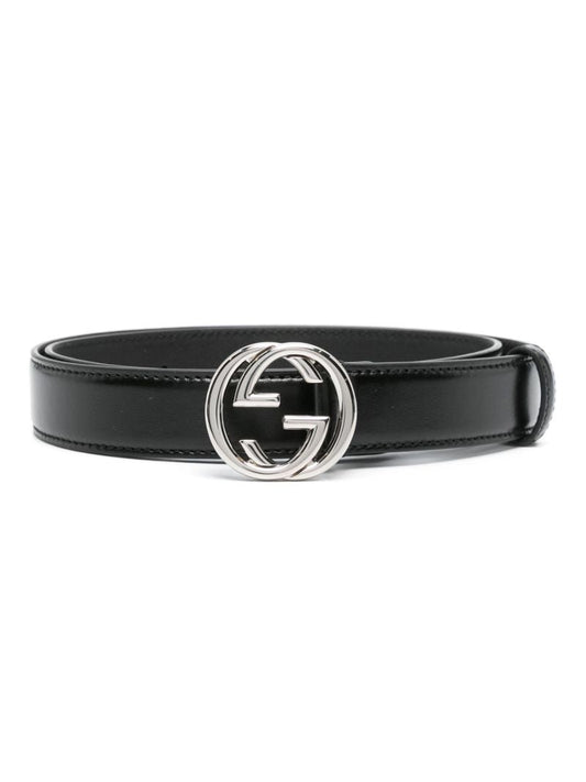 Black Interlocking G Leather Belt