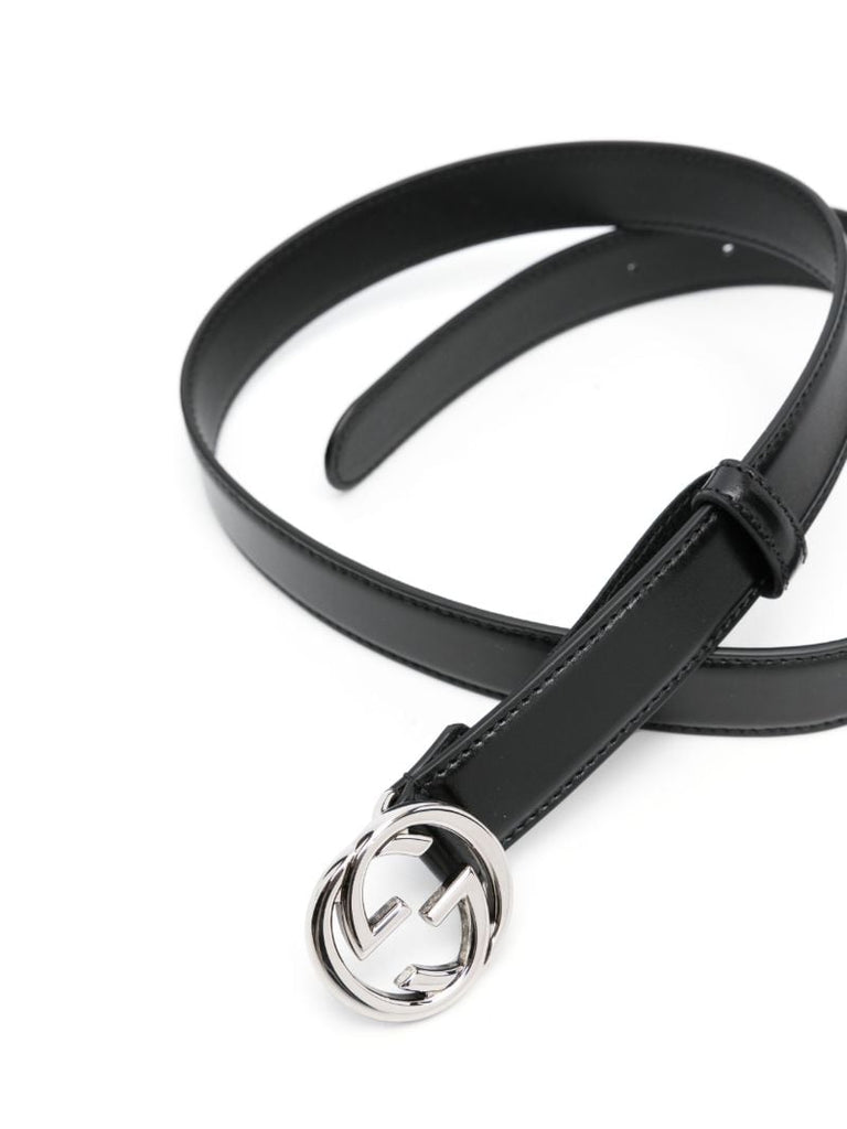 Black Interlocking G Leather Belt