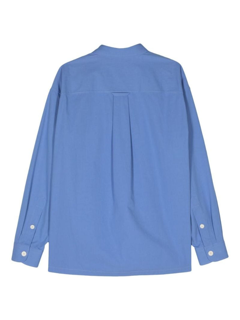 Blue Logo-embroidered Cotton Shirt