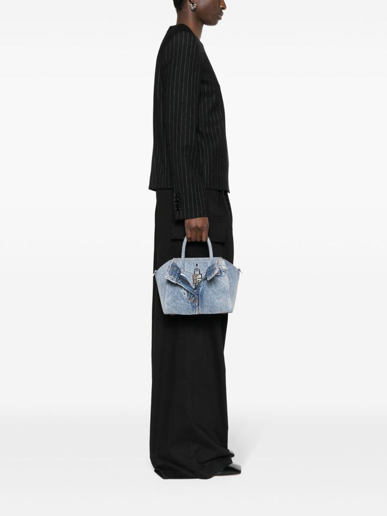 Blue Antigona Lock Denim Tote Bag