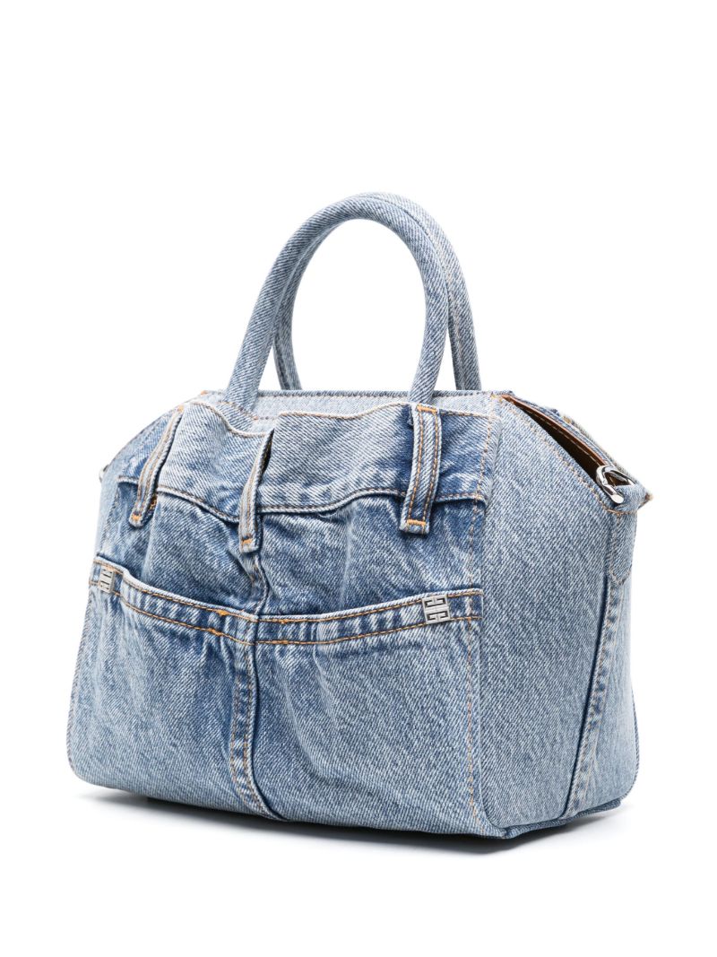 Blue Antigona Lock Denim Tote Bag