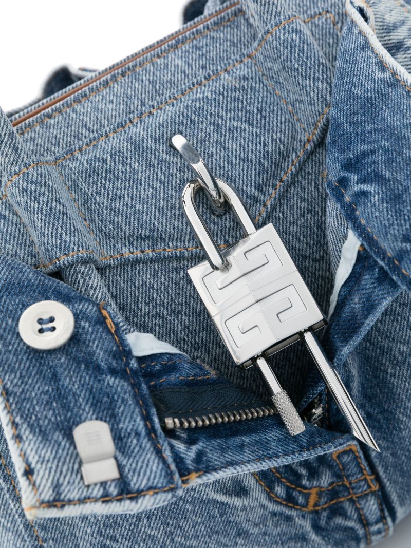 Blue Antigona Lock Denim Tote Bag