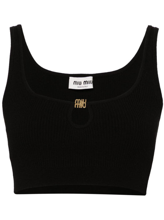 Black Ribbed Crop Top