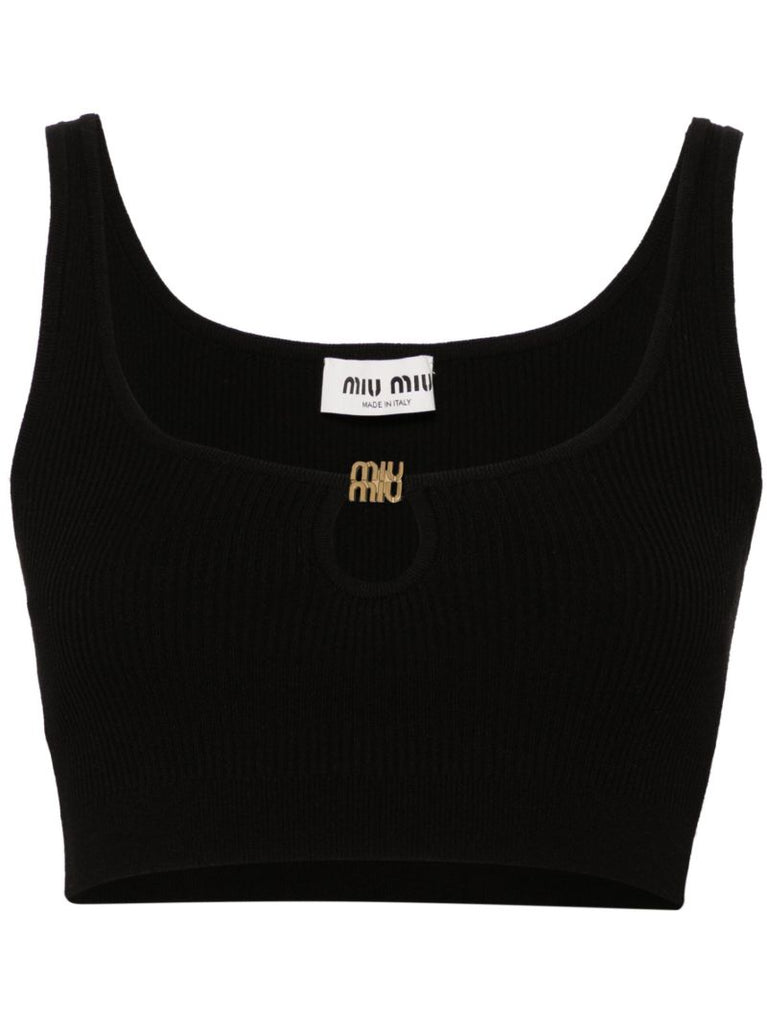 Black Ribbed Crop Top