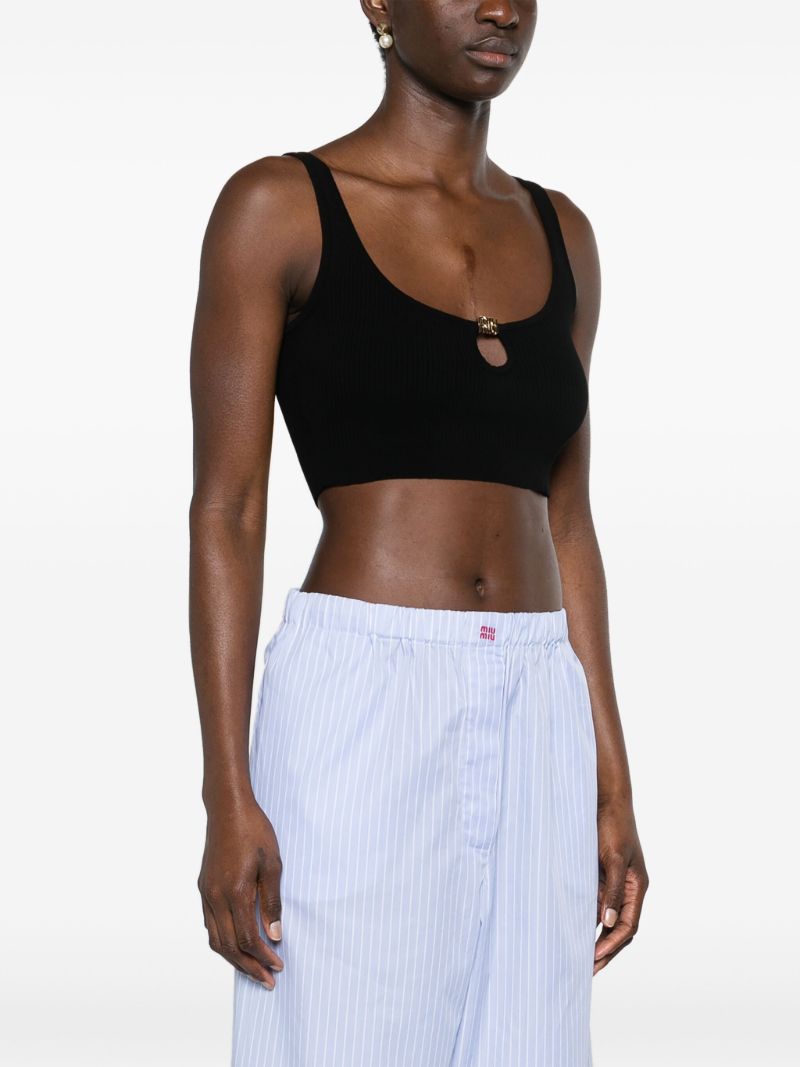 Black Ribbed Crop Top