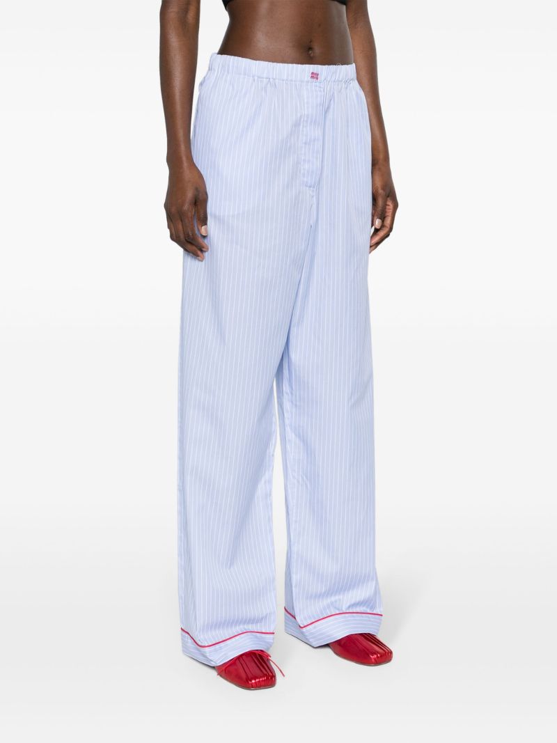 Blue Striped Cotton Palazzo Pants