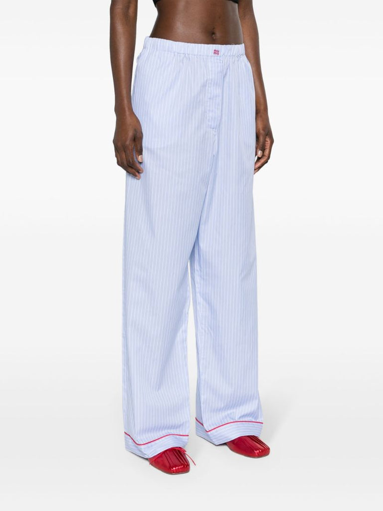 Blue Striped Cotton Palazzo Pants