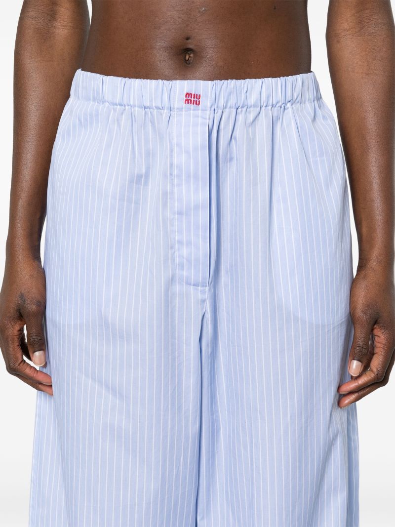 Blue Striped Cotton Palazzo Pants