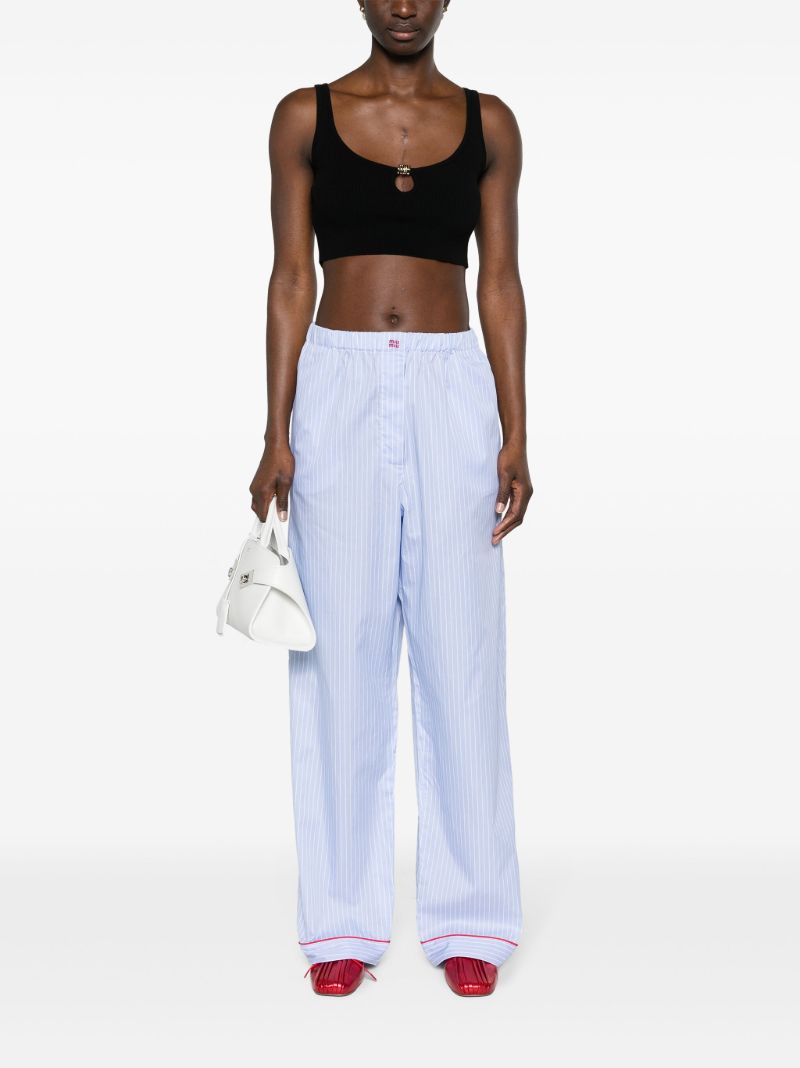 Blue Striped Cotton Palazzo Pants
