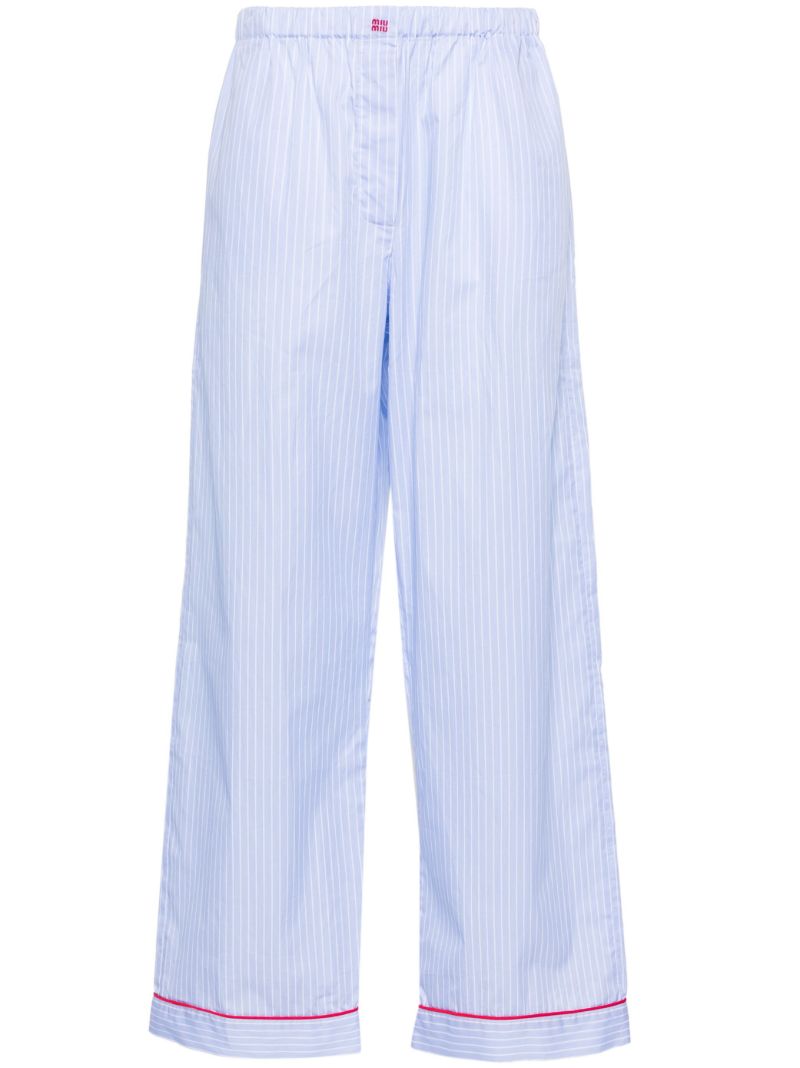 Blue Striped Cotton Palazzo Pants