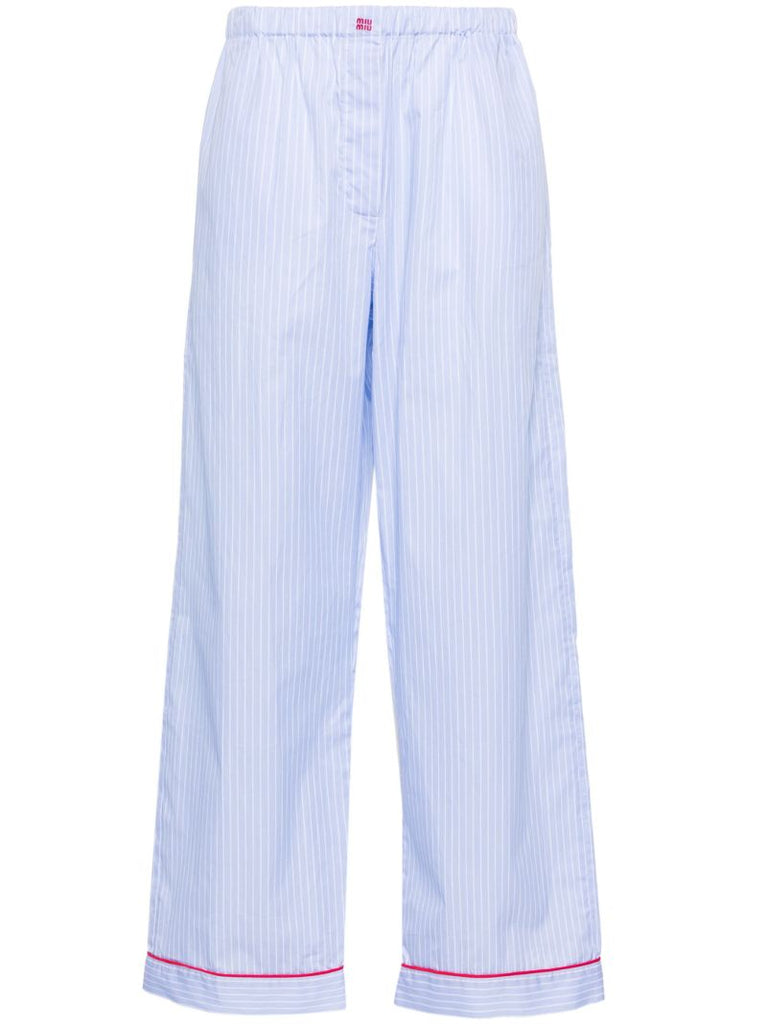 Blue Striped Cotton Palazzo Pants