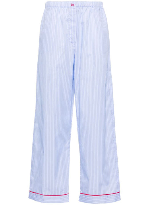 Blue Striped Cotton Palazzo Pants