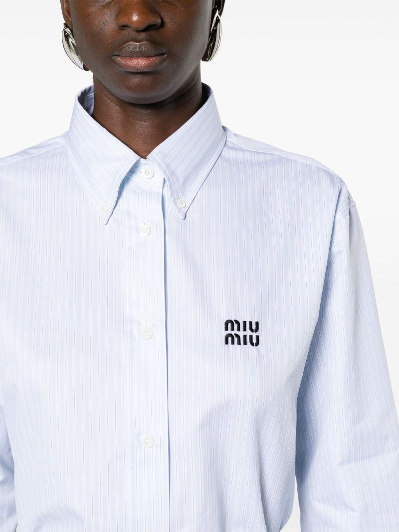 Blue Logo-embroidery Striped Shirt