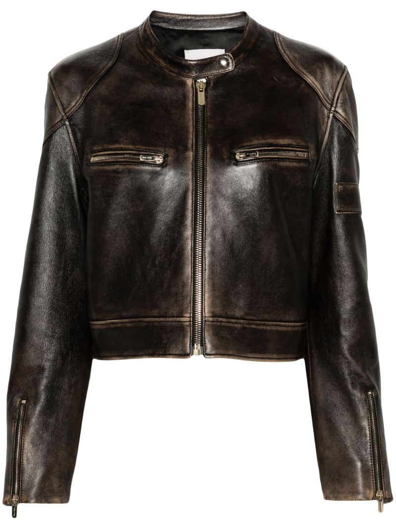 Brown Cropped Leather Jacket