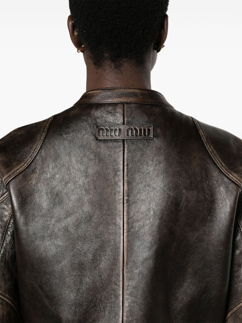 Brown Cropped Leather Jacket