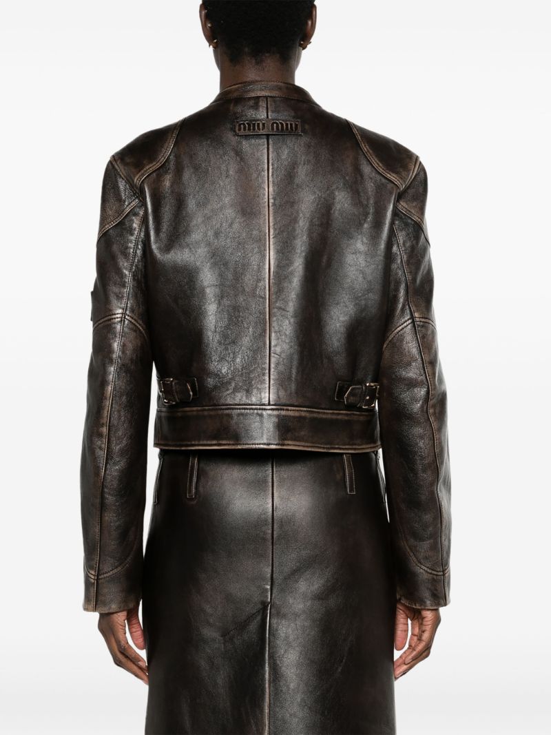 Brown Cropped Leather Jacket