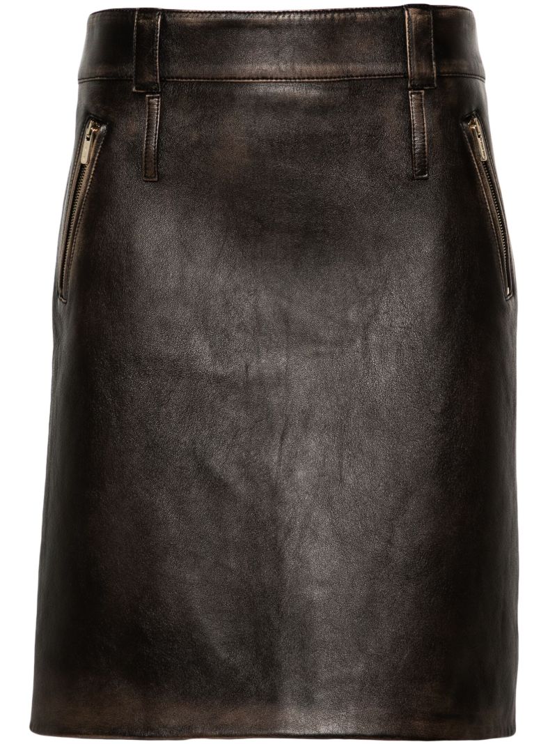 Brown Leather Pencil Skirt