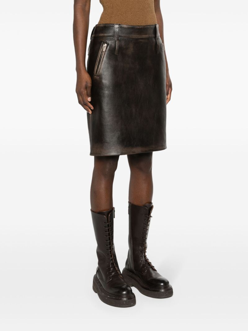 Brown Leather Pencil Skirt