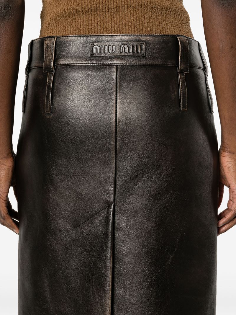 Brown Leather Pencil Skirt