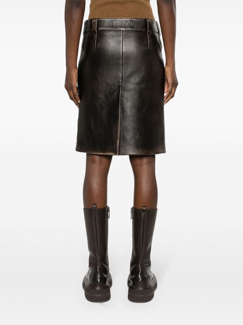 Brown Leather Pencil Skirt
