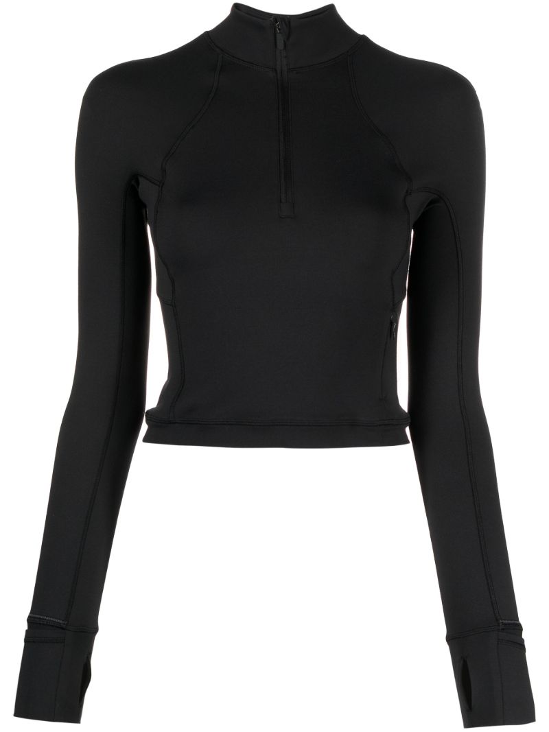 Black Its Rulu Run Cropped Half Zip Top