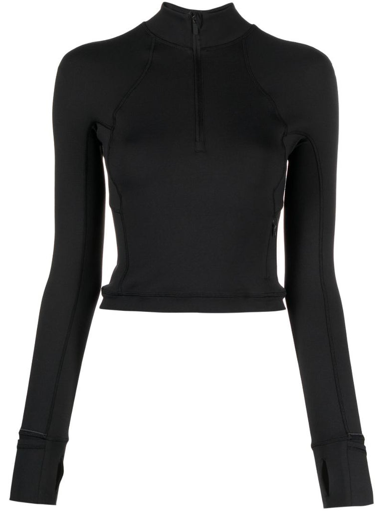 Black Its Rulu Run Cropped Half Zip Top