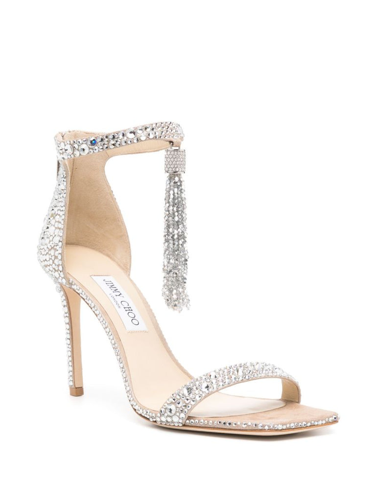 Neutral Vinca 95 Crystal-embellished Sandals
