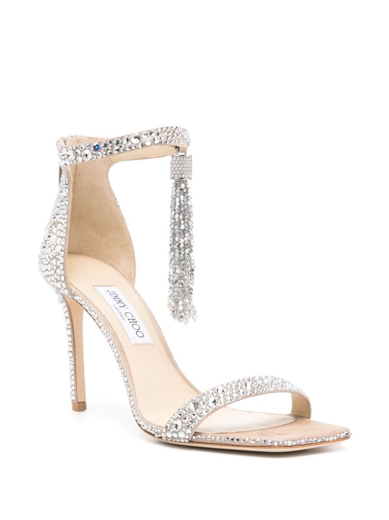 Neutral Vinca 95 Crystal-embellished Sandals