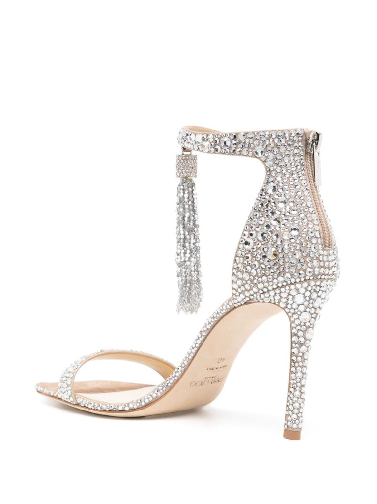 Neutral Vinca 95 Crystal-embellished Sandals