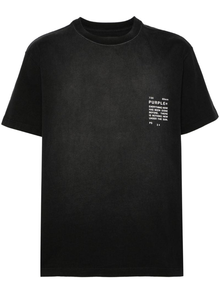 Black Slogan-print Cotton T-shirt