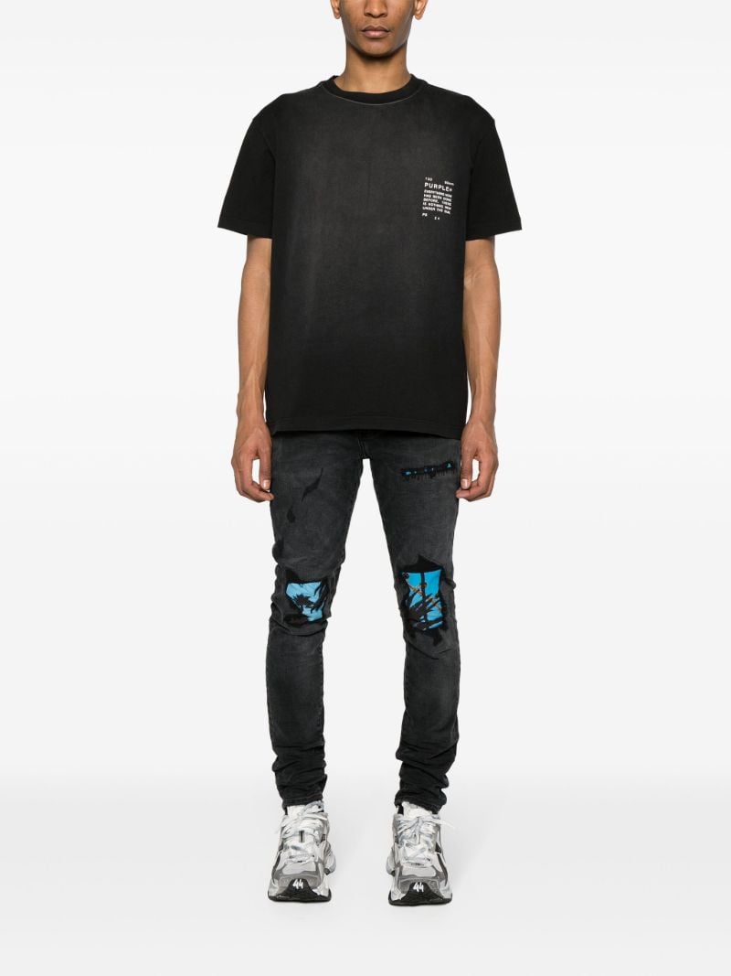 Black Slogan-print Cotton T-shirt