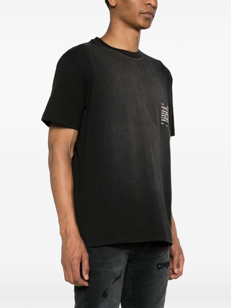 Black Slogan-print Cotton T-shirt