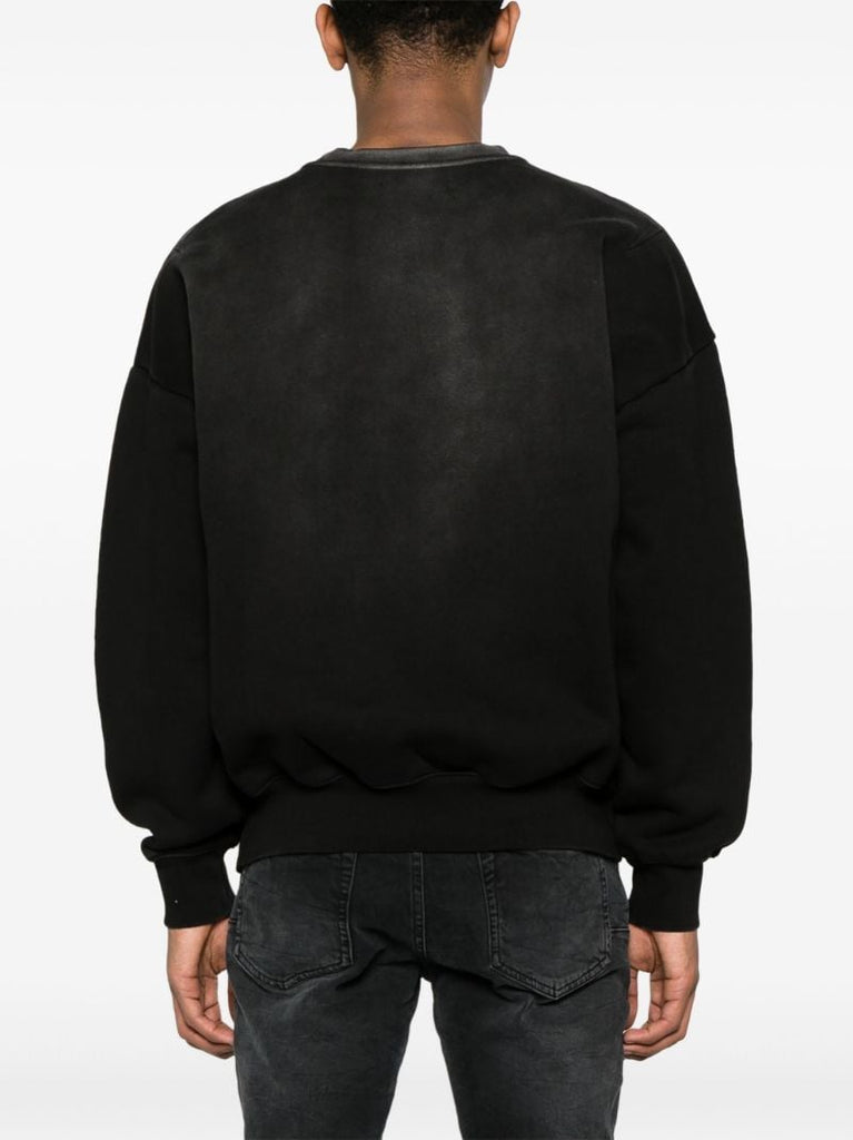 Black Logo-flocked Cotton Sweatshirt