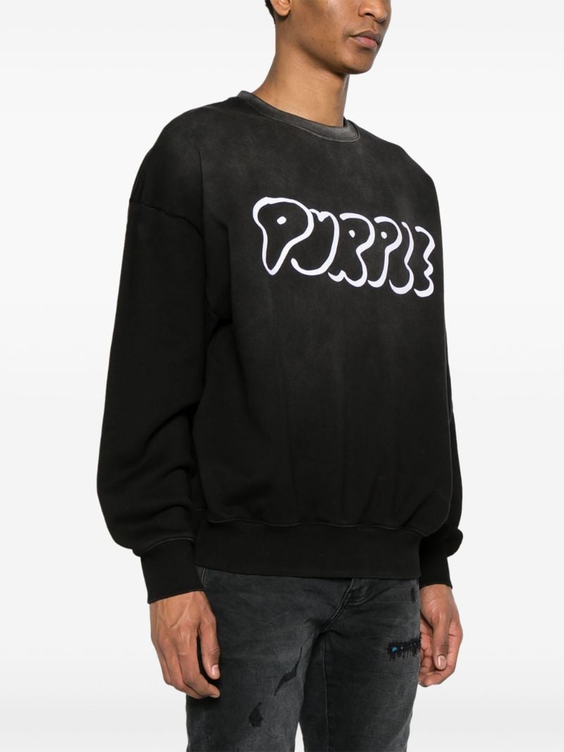 Black Logo-flocked Cotton Sweatshirt