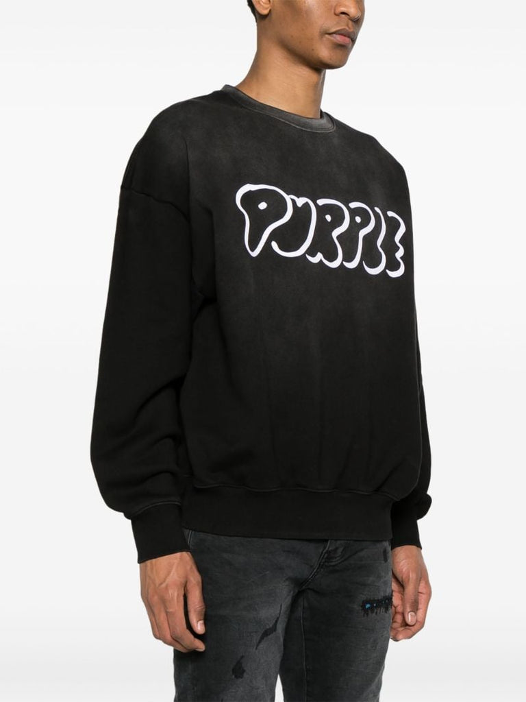 Black Logo-flocked Cotton Sweatshirt