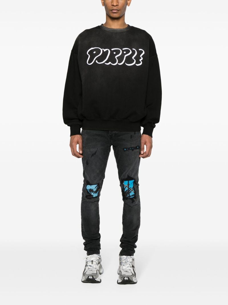Black Logo-flocked Cotton Sweatshirt