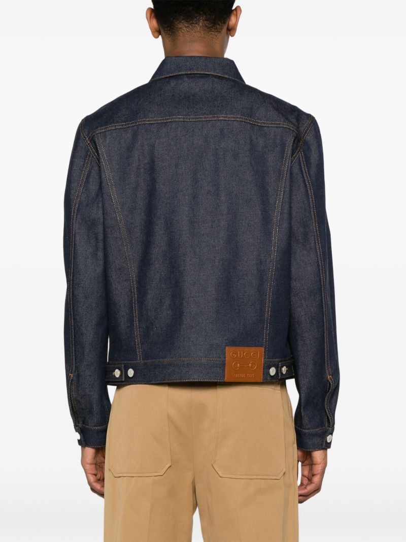 Blue Contrast-stitching Denim Jacket