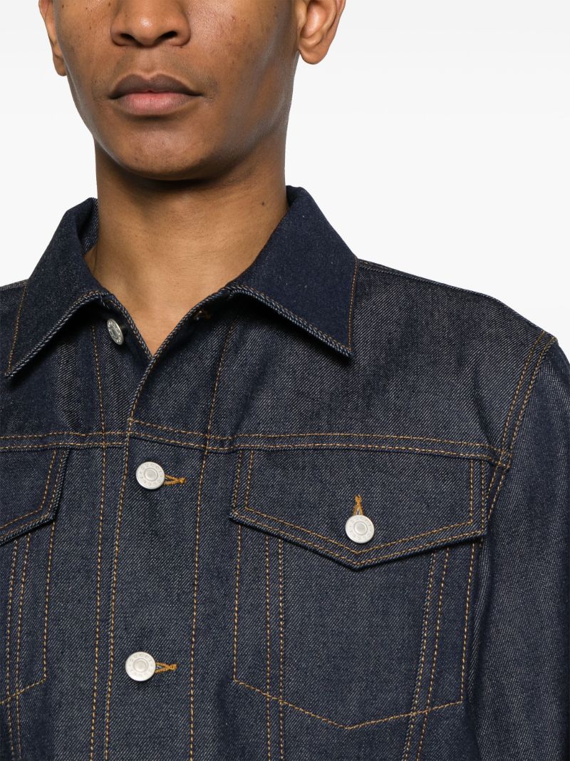 Blue Contrast-stitching Denim Jacket