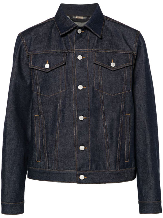Blue Contrast-stitching Denim Jacket