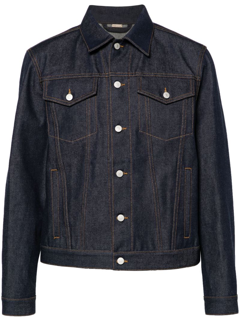 Blue Contrast-stitching Denim Jacket