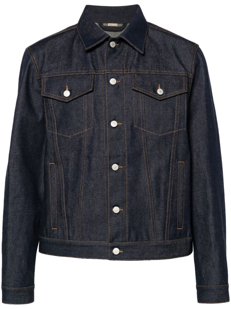 Blue Contrast-stitching Denim Jacket