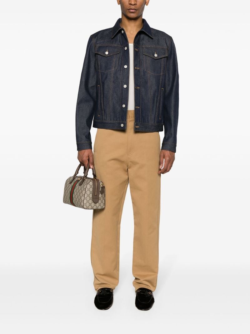Blue Contrast-stitching Denim Jacket