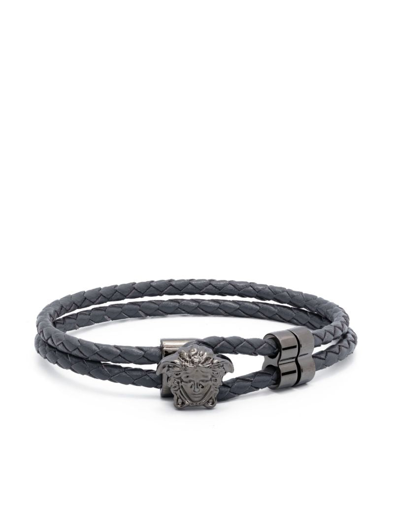 Grey Medusa Head Leather Bracelet