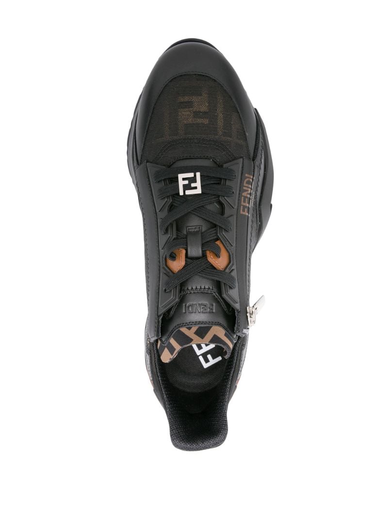 Black Flow Ff-jacquard Leather Sneakers