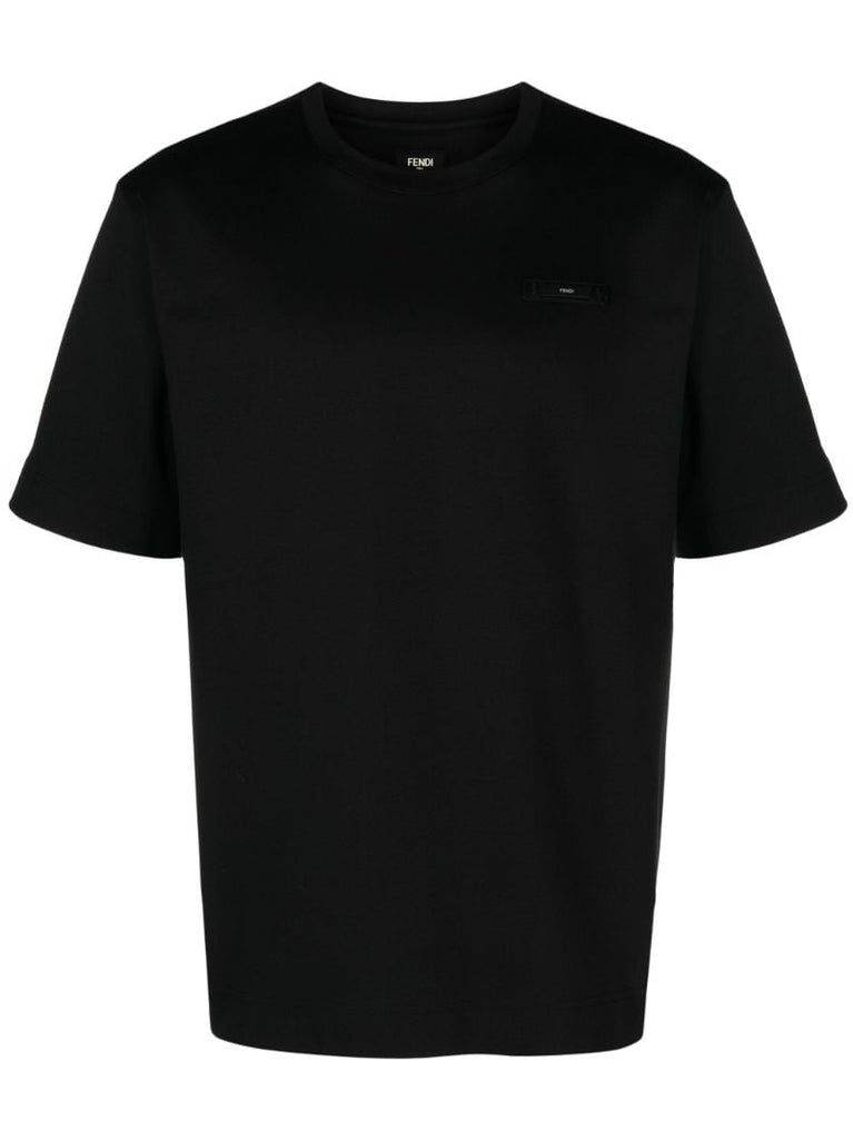 Black Fendi Roma-appliquÃ_x0083_Â© Cotton T-shirt
