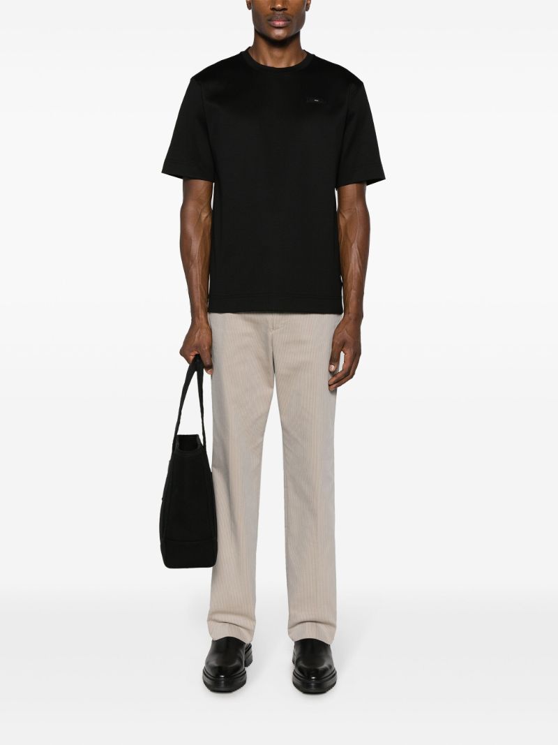 Black Fendi Roma-appliquÃ_x0083_Â© Cotton T-shirt