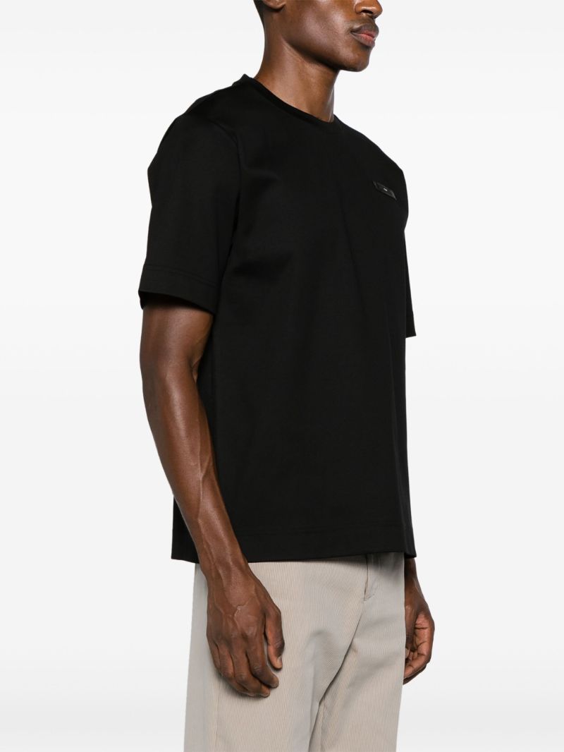Black Fendi Roma-appliquÃ_x0083_Â© Cotton T-shirt